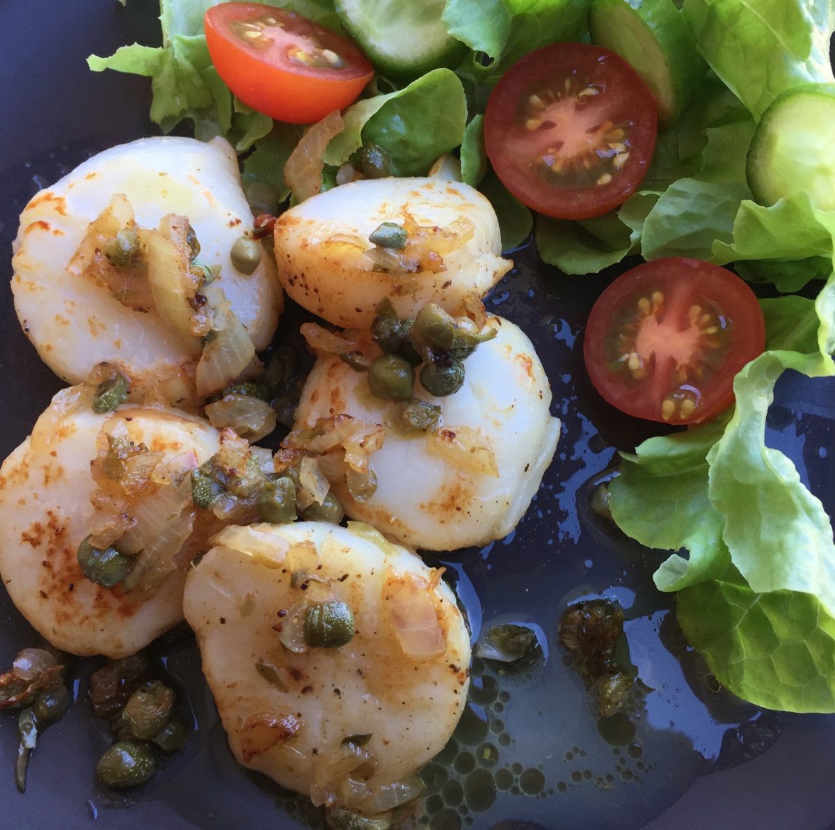 Lemon Chilli Scallops with Capers by cooking meals for one