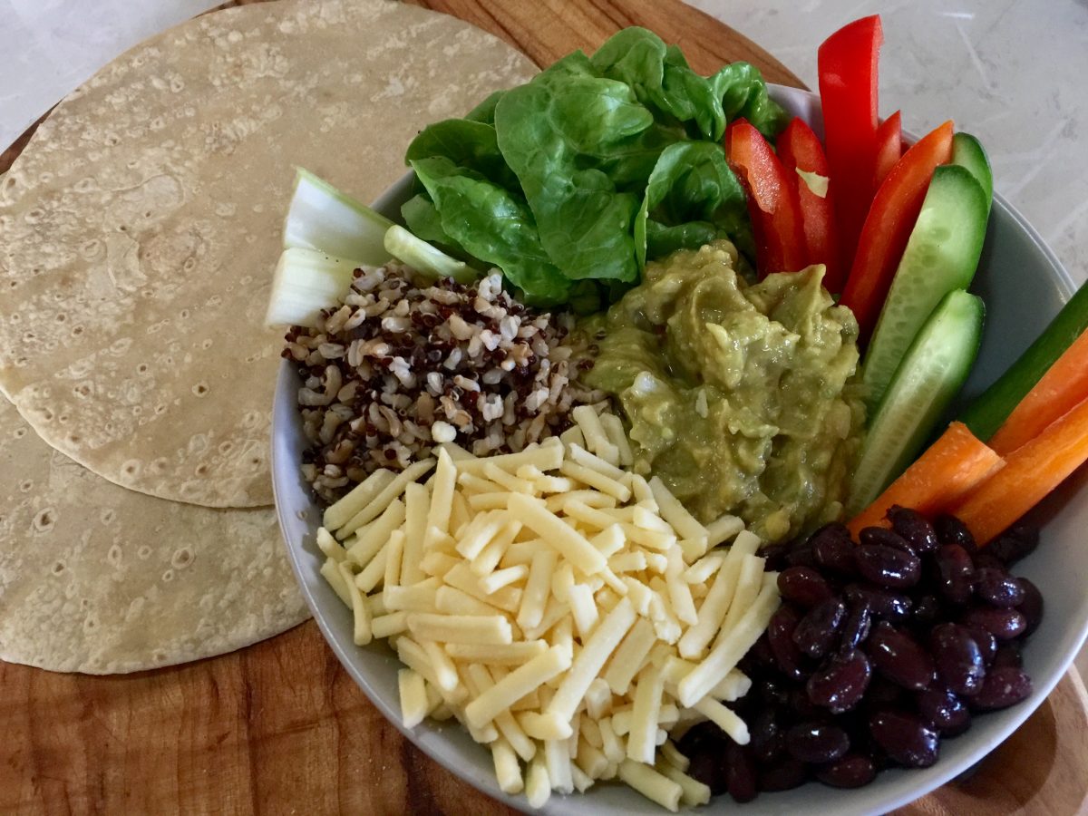 Mexican Black Bean-Quinoa-Rice Salad by cookingmealsforone.com
