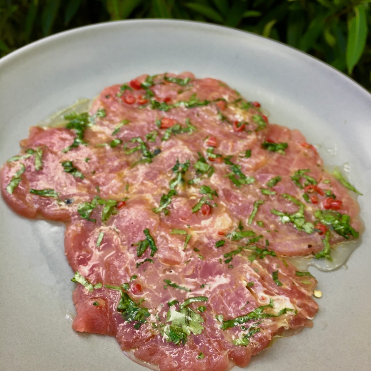Marinated Tuna with Passionfruit Lime and Coriander by cookingmealsforone.com