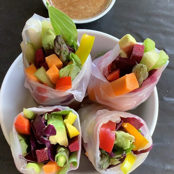 Rainbow Salad Rice Paper Rolls for One